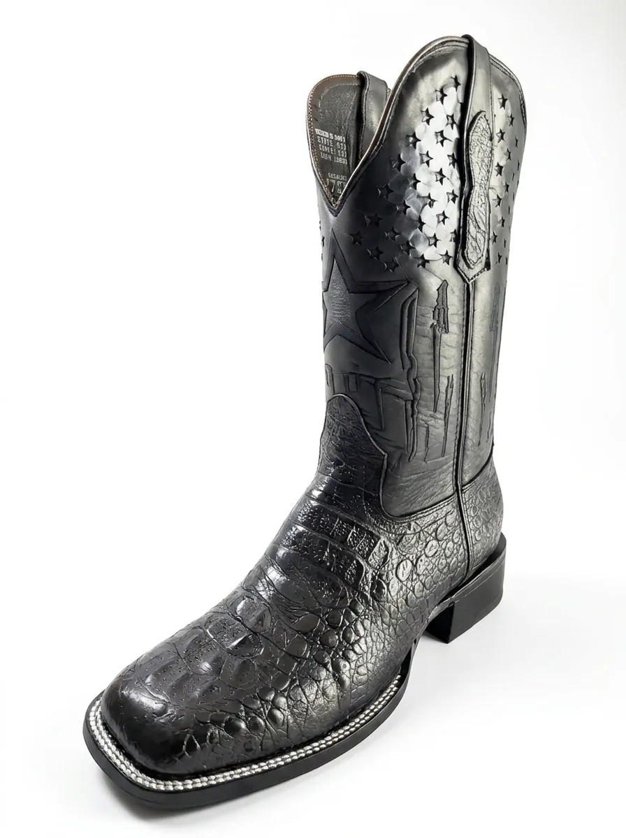 Crocodile embossed cowboy boot