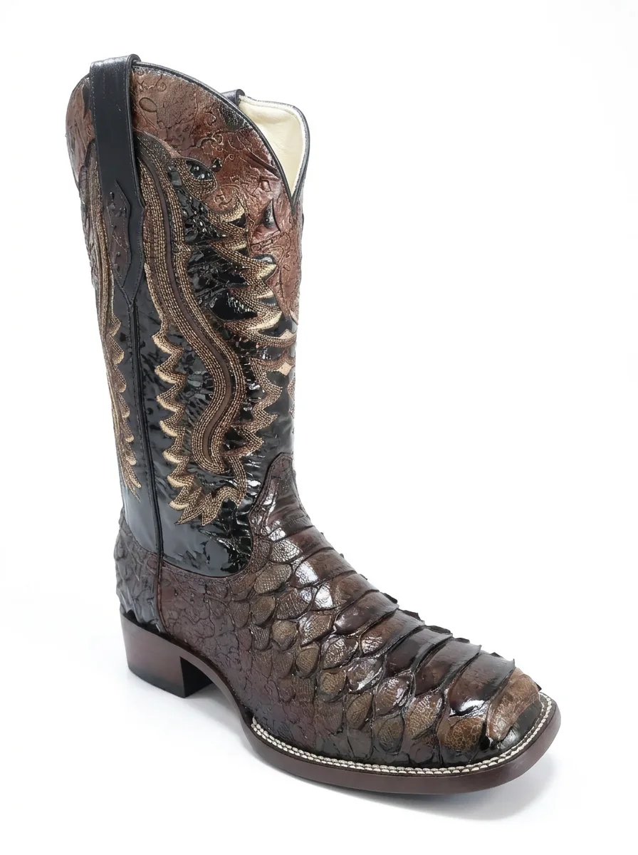 Python embossed cowboy boot