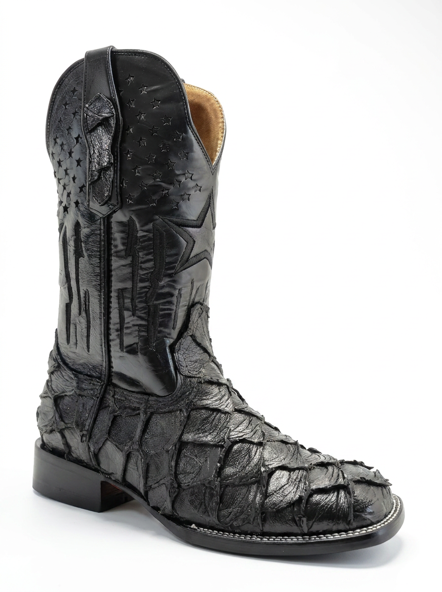 Pirarucu embossed cowboy boot