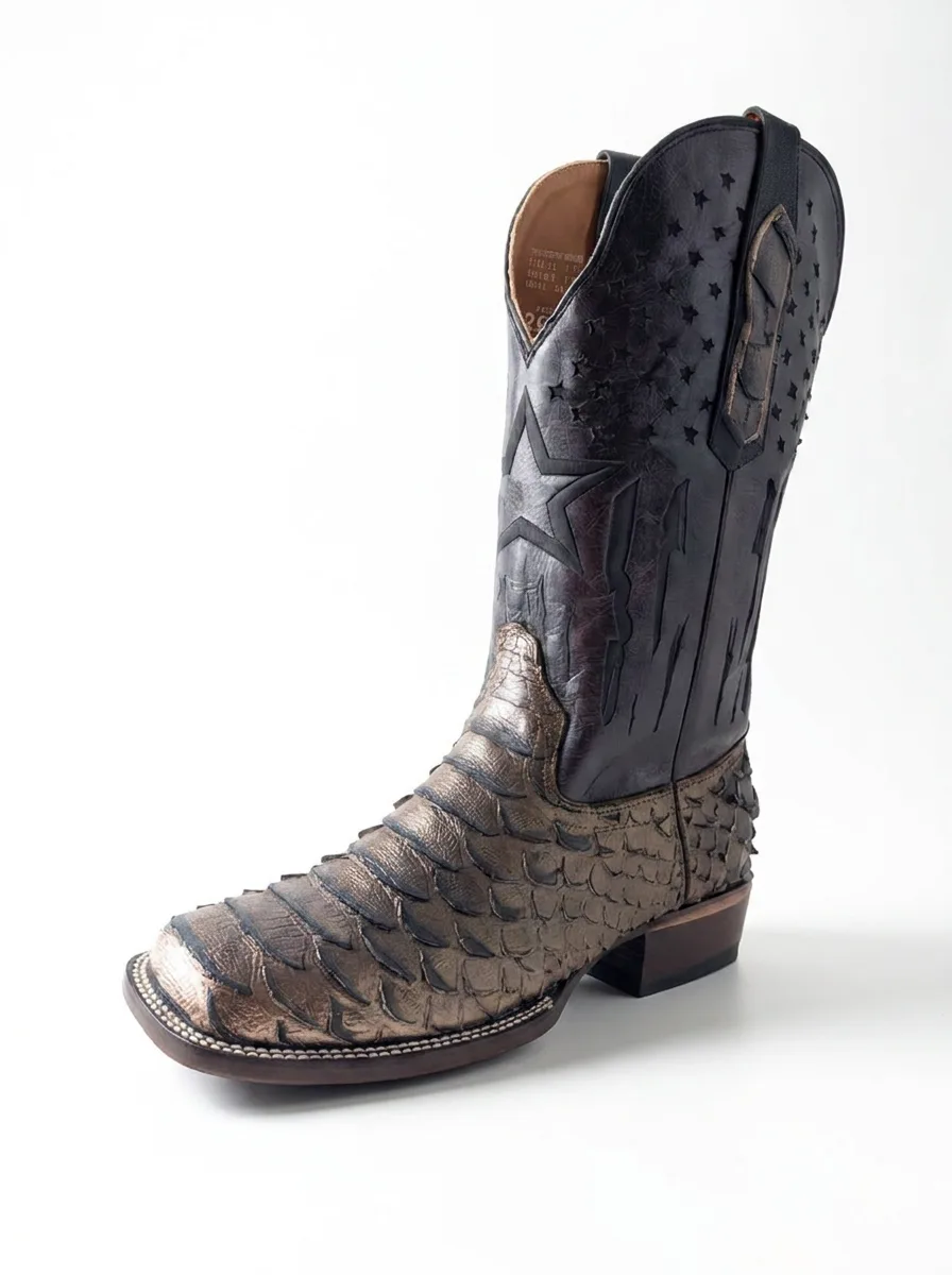 Python embossed ostrich cowboy boot